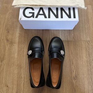 Ganni Embellished Black Loafer Size 38